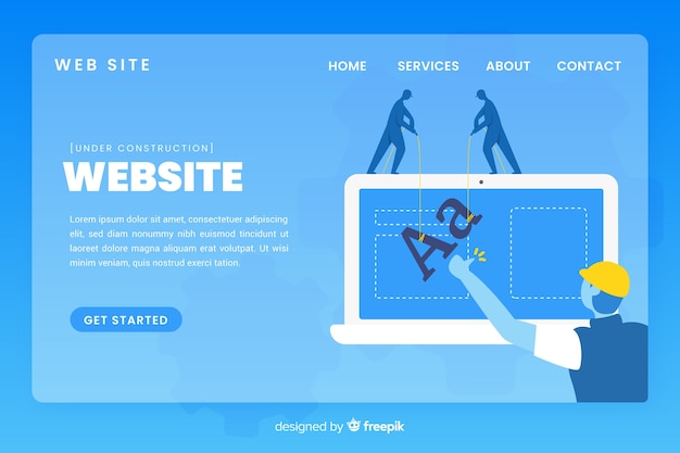 Vector gratuito muestra landing page en construcción