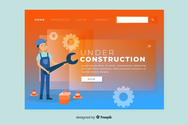 Muestra landing page en construcción