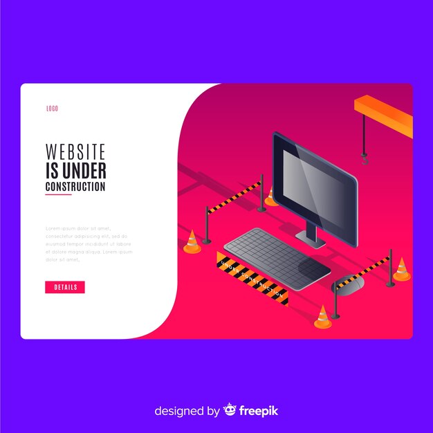 Muestra landing page en construcción