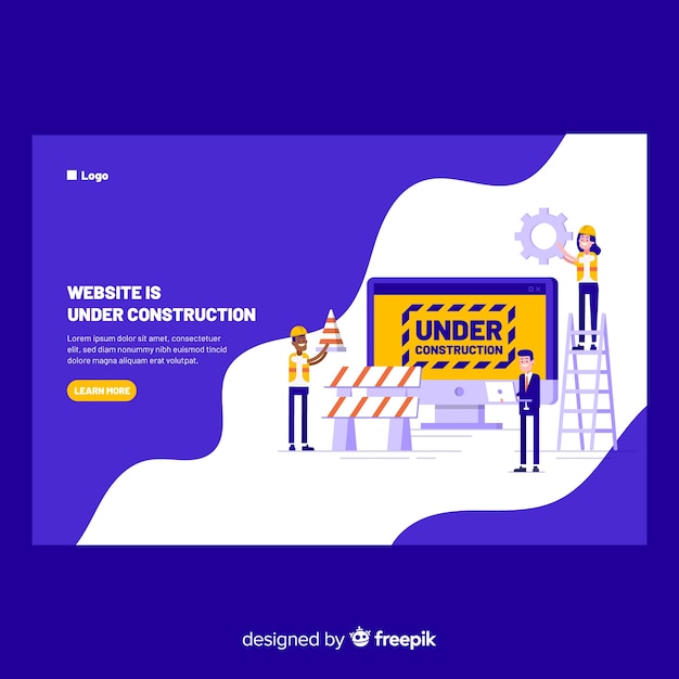Muestra landing page en construcción