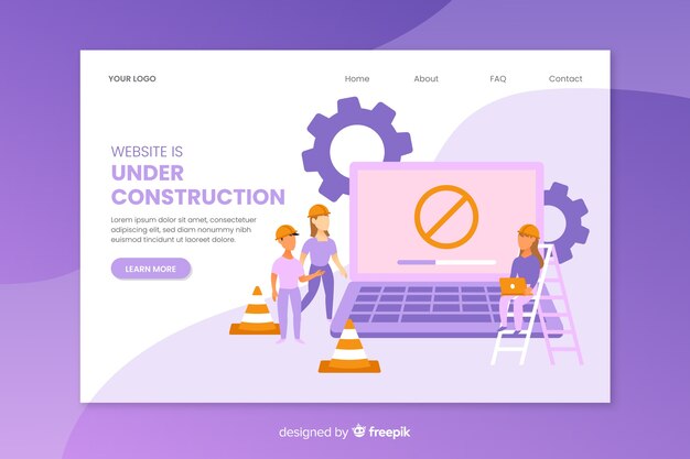 Muestra landing page en construcción