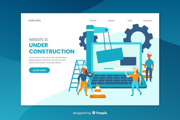 Muestra landing page en construcción