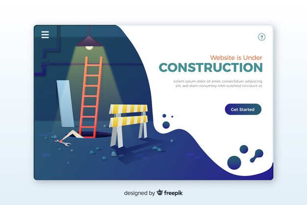 Muestra landing page en construcción
