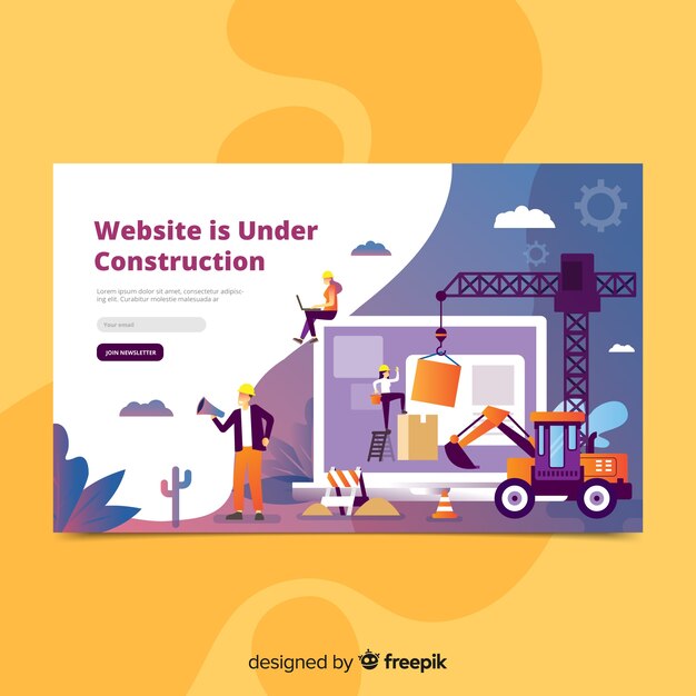 Muestra landing page en construcción