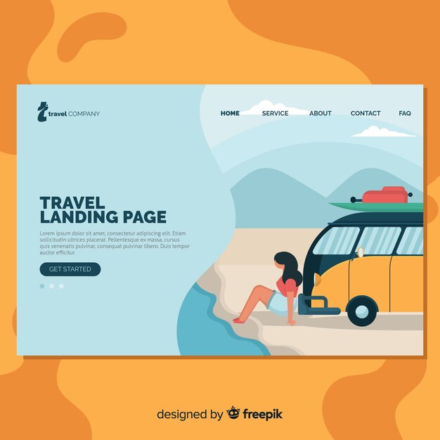 Muestra landing page plano de viajes