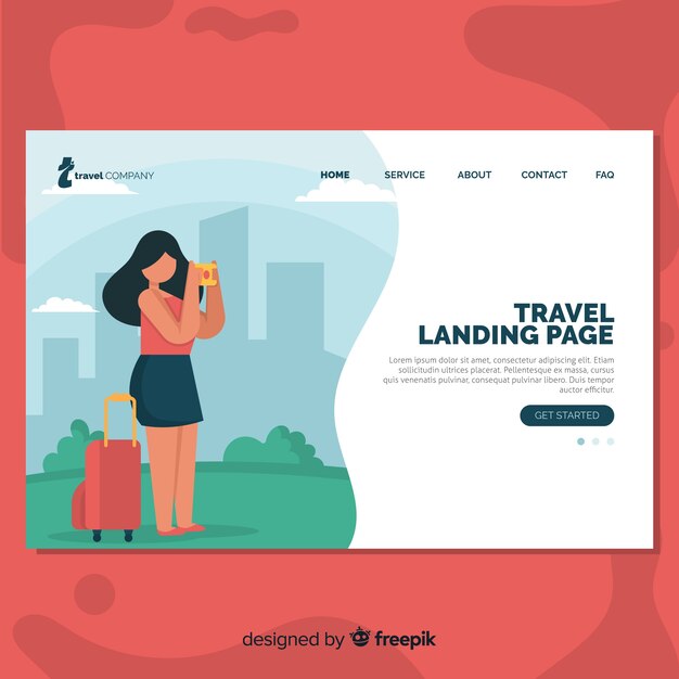 Vector gratuito muestra landing page de viaje plana