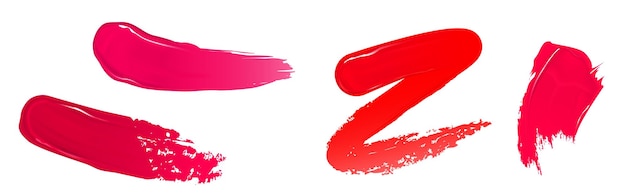 muestra de lápiz labial o esmalte de uñas rojo y rosa