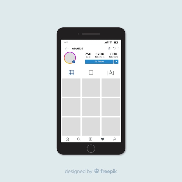 Vector gratuito muestra de marco de fotos de instagram en smartphone