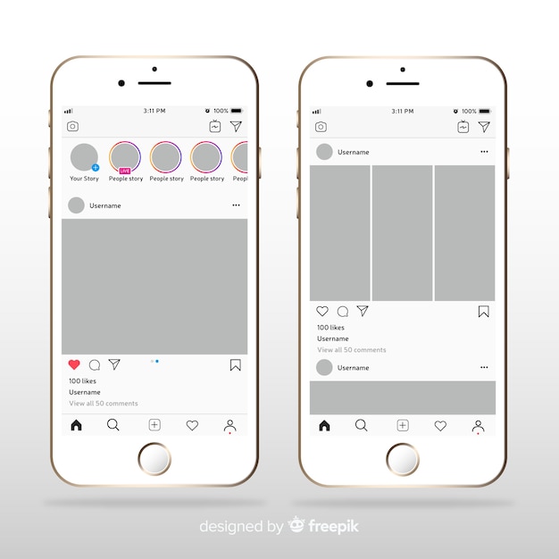 Vector gratuito muestra de marco de fotos de instagram en smartphone