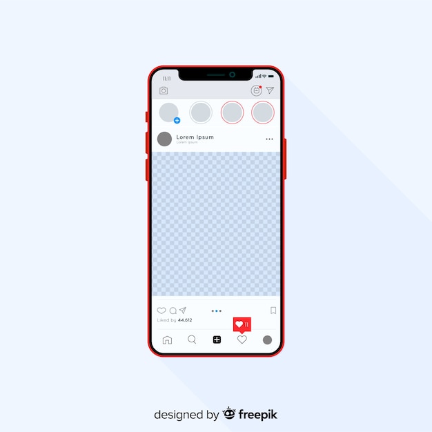 Vector gratuito muestra marco instagram realista en smartphone