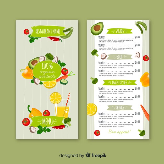 Muestra menú comida natural