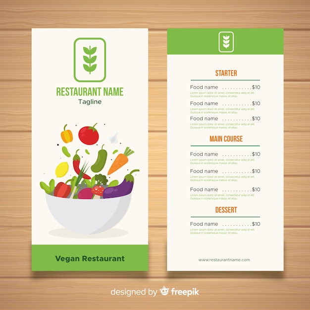 Muestra menú comida orgánica