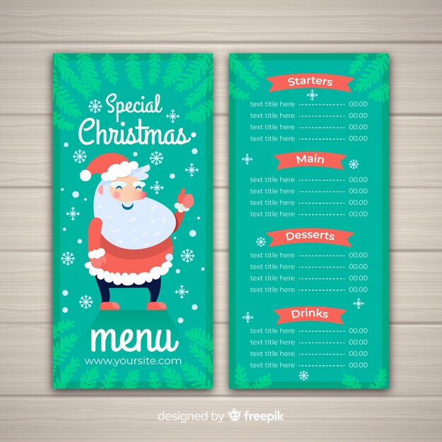 Muestra menú navidad santa pulgar arriba