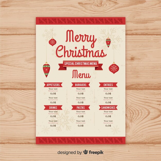 Muestra menú navidad vintage cinta