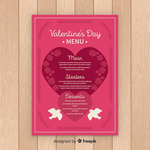 Vector gratuito muestra menú pájaros día de san valentín