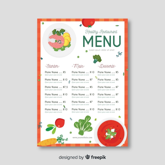 Muestra menú saludable simple