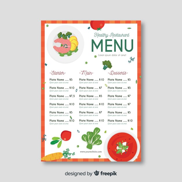 Muestra menú saludable simple