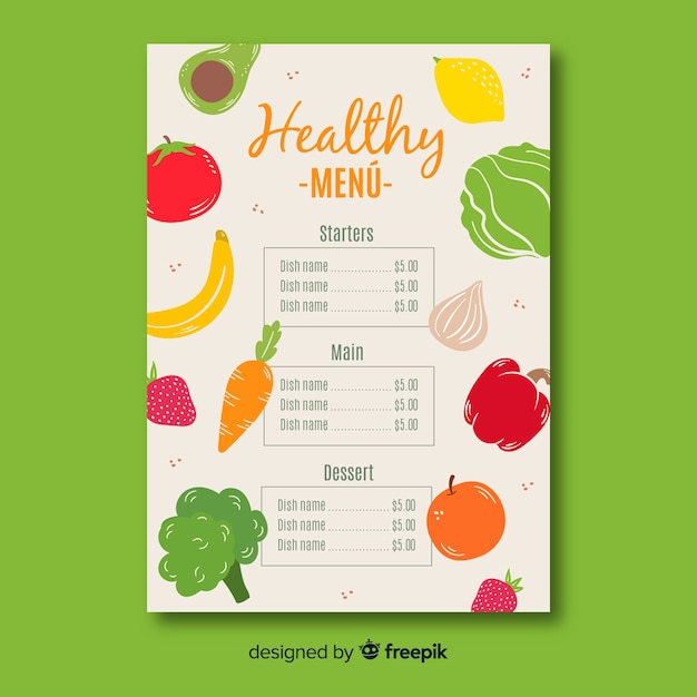 Muestra menú saludable