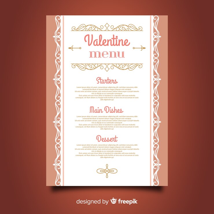 Vector gratuito muestra menús día de san valentín