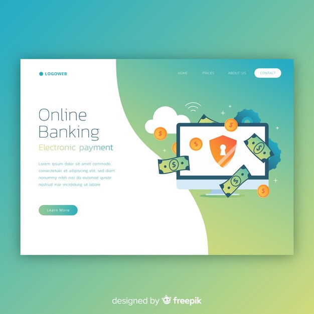 Muestra página de destino banca online