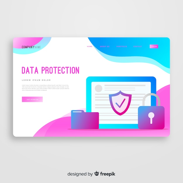 Muestra página de destino protección de datos