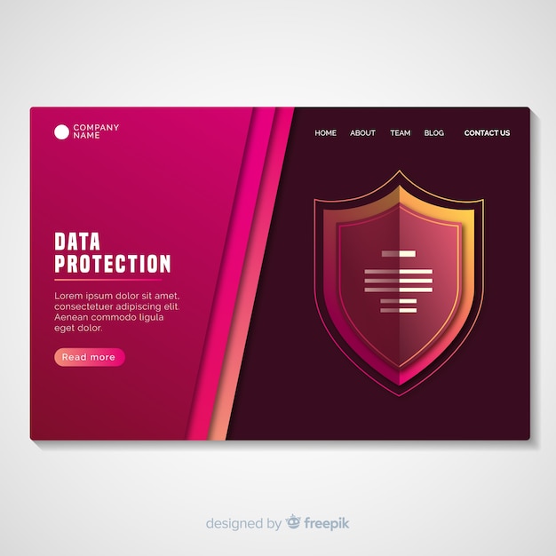 Vector gratuito muestra página de destino protección de datos