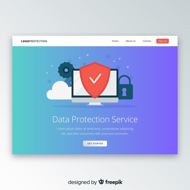 Muestra página de destino protección de datos