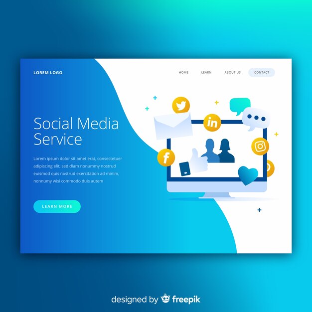 Muestra página de destino redes sociales