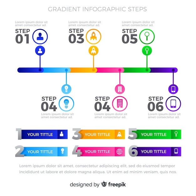 Vector gratuito muestra pasos infografía planos