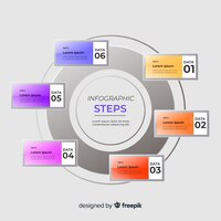 Vector gratuito muestra pasos de infografía planos