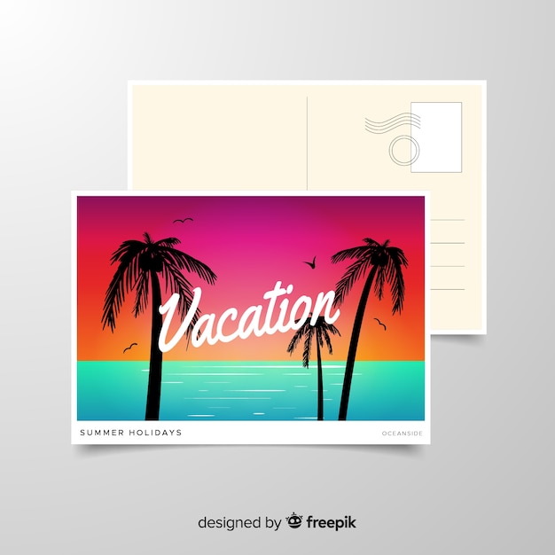 Vector gratuito muestra postal vacaciones de verano