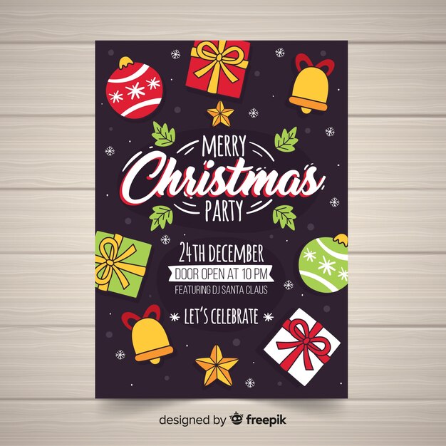 Muestra poster dibujo elementos navidad fiesta navidad