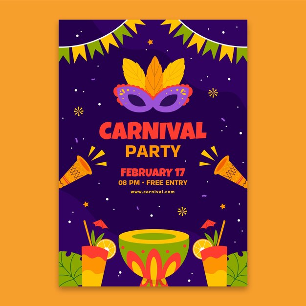 Muestra póster fiesta carnaval plano