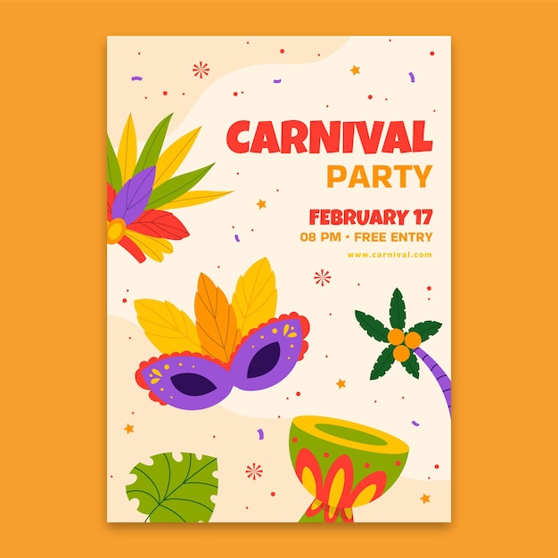 Muestra póster fiesta carnaval plano