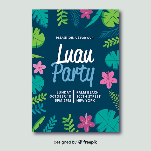 Muestra póster fiesta luau hojas