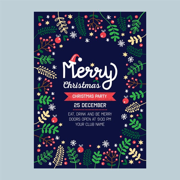 Muestra póster fiesta navidad dibujado a mano