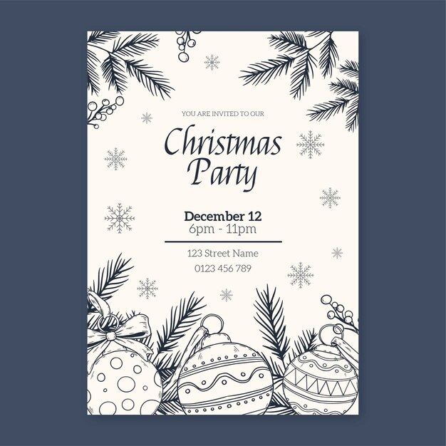 Muestra póster fiesta navidad dibujado a mano
