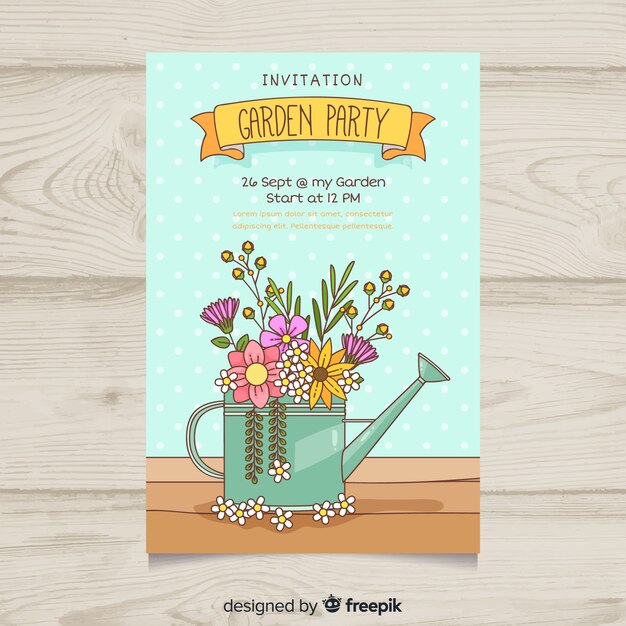 Muestra póster fiesta primavera regadera llena de flores