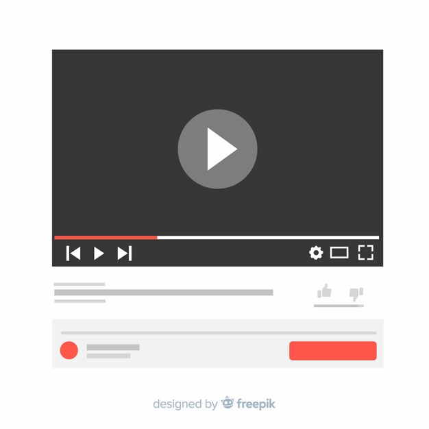 Muestra reproductor multimedia redes sociales plano