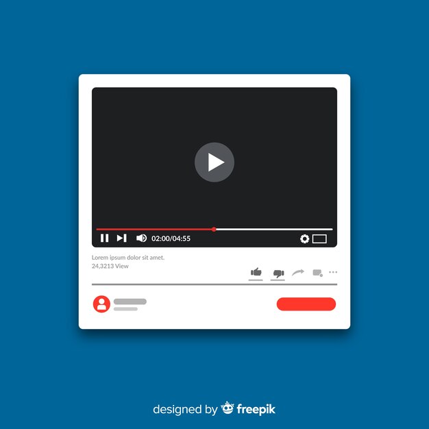 Muestra reproductor multimedia redes sociales plano