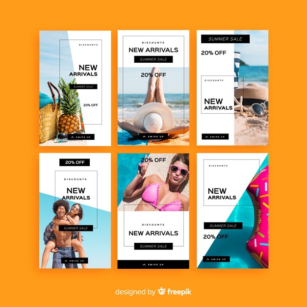 Vector gratuito muestra stories de instagram rebajas de verano