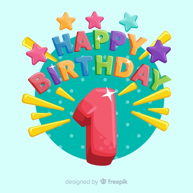 Muestra tarjeta primer cumpleaños letras volumen