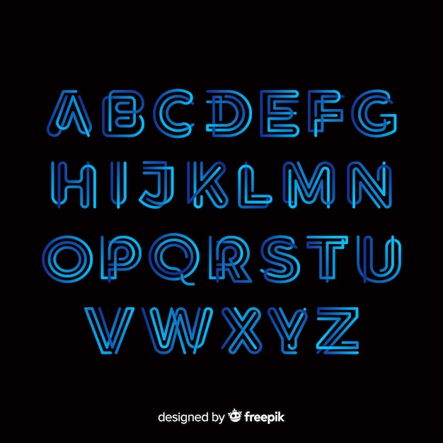 Vector gratuito muestra tipografía alfabeto degradado