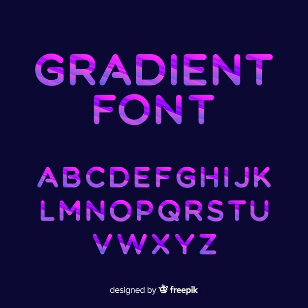 Muestra tipografía alfabeto degradado
