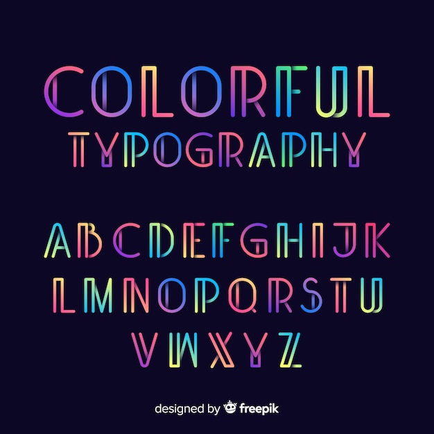 Muestra tipografía alfabeto degradado