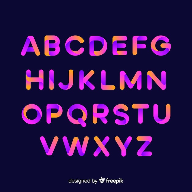 Muestra tipografía alfabeto degradado