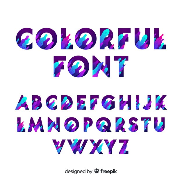 Muestra tipografía alfabeto degradado