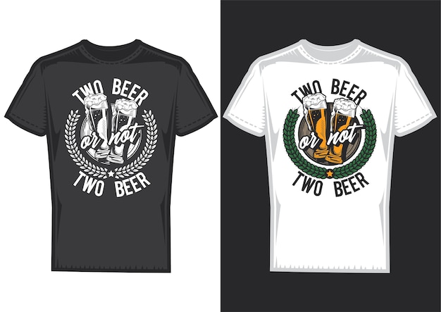 Muestras de diseño de camiseta con ilustración de diseño de cerveza.