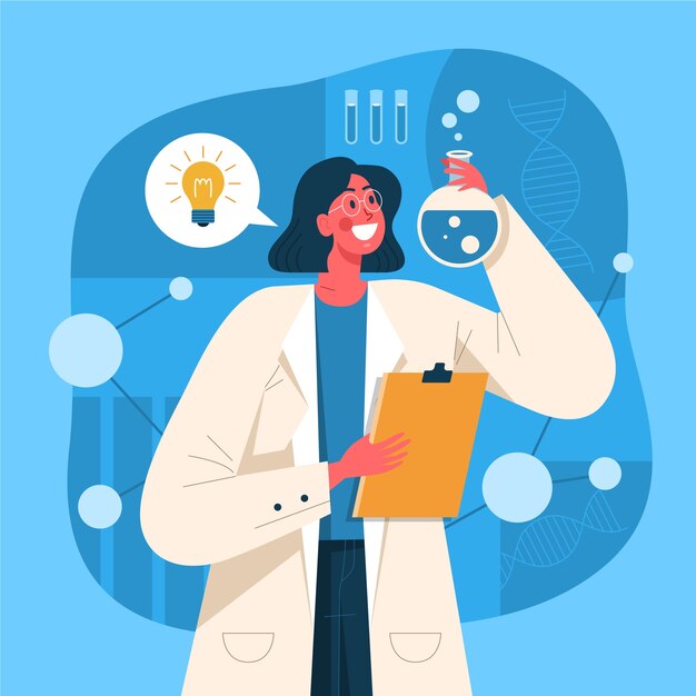 Mujer adulta inteligente científico illutration