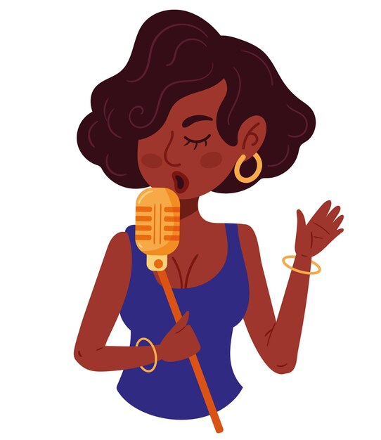 mujer afro cantando jazz